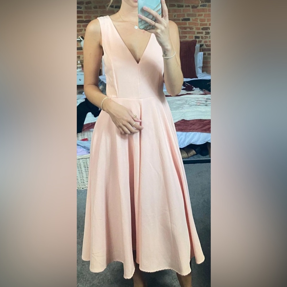 NWOT Soft Pink Fit Flare Midi Dress